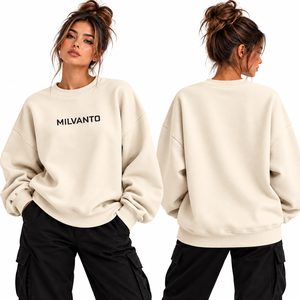 <b>Cream</b> Custom <b>Women</b>’s Oversized Sweatshirt 100% Cotton Premium Drop Shoulder Pullover Loose Fit Crewneck Sweatshirt For <b>Women</b> - Product Image 1