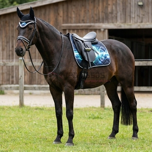 Ensemble d'équipement d'équitation personnalisé 3 pièces : tapis de selle, bonnet d'oreille, protège-tibias antidérapants et amortisseurs en polyester et coton - Product Image 4