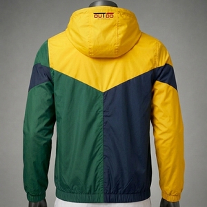 เสื้อแจ็คเก็ตกันลมแบบมีฮู้ดสำหรับผู้ชาย ดีไซน์สีตัดต่อ ผลิตจากโพลีเอสเตอร์ ปิดด้วยซิป เหมาะสำหรับใส่เล่นกีฬาและกิจกรรมกลางแจ้งในฤดูใบไม้ร่วง - Product Image 2