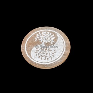 Nouvel arrivage Grande plaque de chargement gravée Orange Sélénite Yantra Fleur Vie Cristaux de guérison spirituelle Minéraux Pierres précieuses - Product Image 2