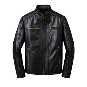 <b>Mens</b> Trendy Leather Fashion <b>Jacket</b> <b>Lightweight</b> Casual Outerwear Zip Front Street Style Coat For Smart Everyday Looks - Product Image 3