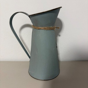 Antique White Metal Jug Vase French Style Decorative Pitcher For <b>Dried</b> Flowers Farmhouse Kitchen Decor And Living Room Accents - Product Image 6