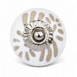 Pomo de Puerta de Cerámica Pintado a Mano |   Tirador de Gabinete Floral Blanco para Armario, Cajón, Cómoda, Cocina, Dormitorio, Decoración - Product Image 1