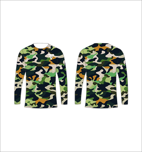 เสื้อยืดแขนยาวลายพรางสีเขียวป่าสำหรับผู้ชาย ลายพิมพ์หลากสีแบบนามธรรม เสื้อคอกลมลำลอง สตรีทแวร์ เสื้อสำหรับออกกำลังกาย - Product Image 1