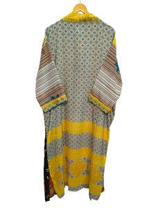 Robes kimono patchwork pour elle, vêtements de nuit, robe longue, kimono en soie sari recyclée vintage indienne fait main - Product Image 6