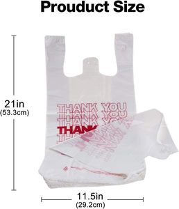 TashiBox 1000 Count Plastic Shopping Bags Thank You Bags Reusable Disposable Grocery Bags 11.5" X 6.25" X 21" 15mic 0.6 Mil HDPE - Product Image 1
