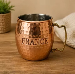 Taza Premium de Cobre Pintada a Mano en Color Morado para Moscow Mule, Jarra de Cerveza de Lujo con Arte Floral en Relieve, de Metal Sólido Resistente con Forma de Barril - Product Image 5