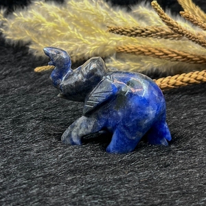 Chakralume Sodalite <b>Elephant</b> Hand Carved Natural Gemstone Figurine Intuition Clarity Feng Shui Decor Wholesale - Product Image 3
