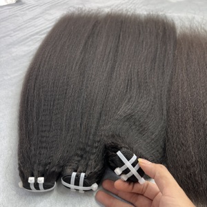 Prix de gros sans perte 100% extensions de cheveux yaki alignées sur les cuticules faisceaux droits crépus à donneur unique - Product Image 1