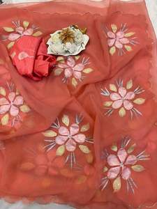 Sari de Seda Chiffon de Diseño Exclusivo con Blusa Elegante, Moderno y Estilizado, Última Moda India, para Fiestas, Casual, para Mujer - Product Image 2