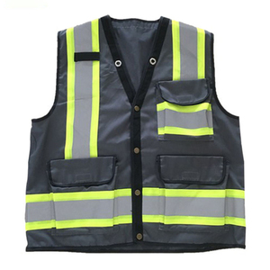 Gilet de sécurité noir haute visibilité avec bandes réfléchissantes, multi-poches, pour travaux de construction, gilet d'arpenteur haute visibilité, vente en gros B2B - Product Image 5