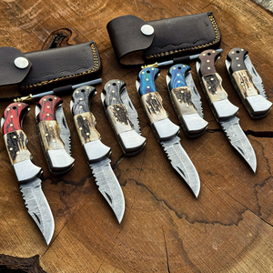 Wholesale Best Price Industrial Grade Damascus Steel Clip Point Hunting Camping Foldbale Pocket Knife OEM EDC Knife Low MOQs - Product Image 1