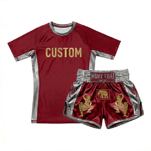 Ensemble short et rashguard Muay Thai OEM, combinaison de compression personnalisée par sublimation pour Kickboxing MMA, vente en gros, faible MOQ, direct usine - Product Image 6