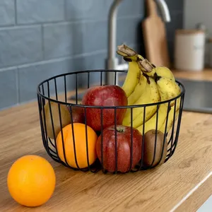 Black Metal Wire Fruit <b>Basket</b> Bowl Decorative Kitchen Countertop Storage Stand for Fruits Vegetables Snacks Home Dining <b>Table</b> - Product Image 6