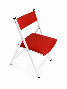 Silla de Comedor Plegable de Plástico Rojo con Estructura Metálica, Tapicería de Cuero PU, Diseño Moderno, Muebles para Comedor de Uso Doméstico, Hecho en China - Product Image 1