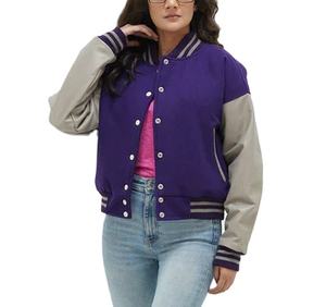 Chaqueta universitaria de lana para mujer al por mayor con diseño tejido bordado Color personalizado y manga larga transpirable de alta calidad - Product Image 6