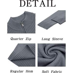2025 <b>Men's</b> Slim Fit <b>Quarter</b> <b>Zip</b> <b>Sweater</b> Long Sleeve Casual Ribbed Knit for Polo with Mock Neck Decorated Pattern Made - Product Image 5