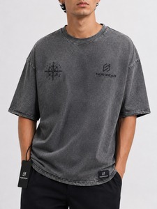 T-shirts délavés à l'acide pour hommes, nouvelle collection 2026, tendance, 100% coton, séchage rapide, respirants, faible MOQ, qualité supérieure - Product Image 4