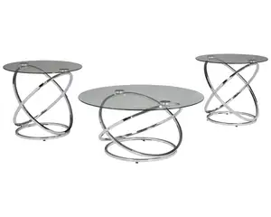 Nickle रोपण अंगूठी डिजाइन धातु tampered ग्लास कॉफी टेबल सेट गृह सजावट कमरे में रहने वाले फर्नीचर के लिए फर्नीचर साइड टेबल