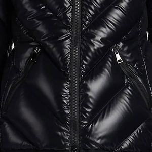 High Quality Glossy Black Hooded Down Jacket Zip Padded Winter Coat Thick <b>Warm</b> Quilted Outerwear Bomber Style Outing Puffer Coat - Product Image 4