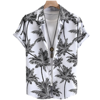 Nouvelles Chemises Hawaïennes Personnalisables pour Hommes – Élégantes, Décontractées, Respirantes, Écoresponsables, en Toile, Col en V, Manches Courtes, Coupe Ample, 100% Coton