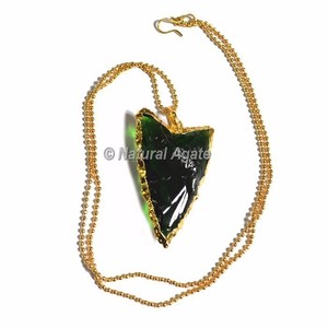 Collar con Forma de Flecha de Cristal Azul Claro Electrochapado, Tallado y Grabado con Tema de Amor, de Gujarat - Product Image 3