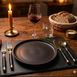 Ensemble de couverts en argent plaqué or PVD avec manche en résine pour hôtel, restaurant, mariage, location, service pour 4 personnes - Product Image 5