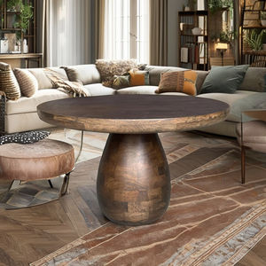 Mesa de Centro Redonda Moderna de Madera Maciza Ecológica y Duradera para Restaurante, Muebles de Sala de Estar, Dormitorio, Cocina - Product Image 1