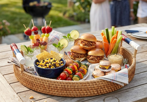 Bandeja Redonda de Ratán Tejida a Mano con Diseño Patriótico para el 4 de Julio, Barbacoa, Servir Bebidas y Aperitivos, Decoración Hecha en Vietnam - Product Image 5