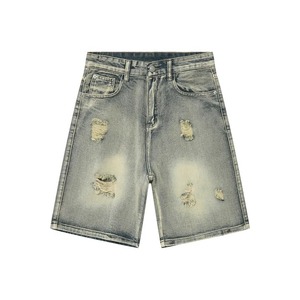 Shorts en jean déchirés pour hommes, taille mi-haute, coupe crayon, décontractés, été, respirants, en coton, style Y2K vintage, avec trous, pour soirée et streetwear - Product Image 6
