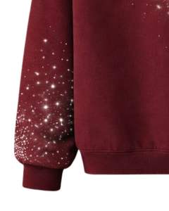 Sweat à capuche pour homme bordeaux avec étoile en strass, coupe oversize, en molleton épais, avec poche kangourou, style streetwear personnalisé, pour fabricants - Product Image 6