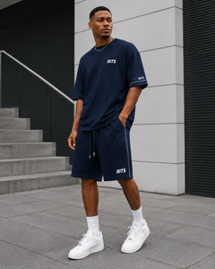 Achetez des ensembles courts pour hommes Rits Enterprises à prix avantageux, mode estivale, deux pièces, décontractés, à porter tous les jours, respirants, 100% coton jersey 200g - Product Image 1