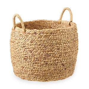 ตะกร้าใส่ผักตบชวาทรงกลมมีหูหิ้วสำหรับจัดการ - Product Image 1