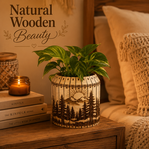 Ensemble de jardinières en bois artisanal de luxe pour la décoration moderne de la maison |   Porte-pot de fleurs décoratif rustique d'inspiration naturelle pour l'intérieur et l'extérieur - Product Image 4