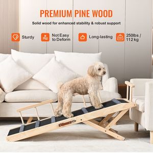 Rampe pliante en bois réglable de 47,2 pouces pour chiens et chats de petite et grande taille, compatible avec les lits et accessoires pour animaux - Product Image 6