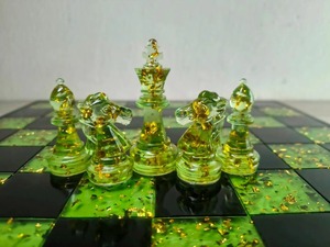 Collectible Green Resin <b>Chess</b> Board <b>Set</b> Brass <b>Chess</b> Pieces Decorative Pieces <b>Chess</b> Home Decor Resin <b>chess</b> board - Product Image 4