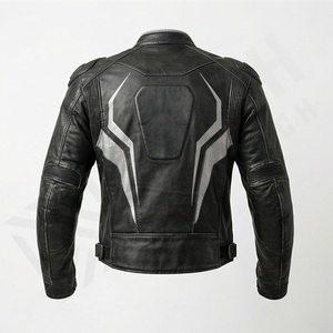 Veste de moto en cuir véritable professionnelle pour l'hiver, design personnalisé, haute qualité, imperméable, coupe-vent, manches longues - Product Image 2