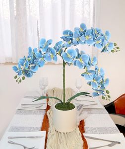 THAF-018 Venta al por Mayor de Tallos de Orquídea Phalaenopsis Artificiales Realistas al Tacto, Orquídea de Látex Azul para Decoración de Hogar, Bodas y Hoteles - Product Image 6