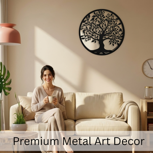 Décoration murale en métal Arbre de Vie pour la maison |   Décoration murale élégante et moderne pour salon, chambre à coucher, bureau - Product Image 3