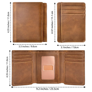 <b>Men's</b> Genuine Leather Slim <b>Wallet</b> Bifold <b>RFID</b> Protection ID Window Flip Pocket Open Closure Made in Bangladesh Factory - Product Image 3