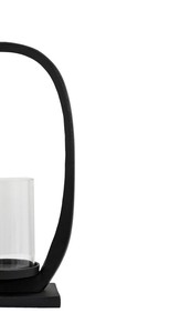 Lanterne ovale minimaliste en fer noir moderne avec bouclier en verre, support de bougie de luxe pour la maison et la décoration de table de mariage - Product Image 4