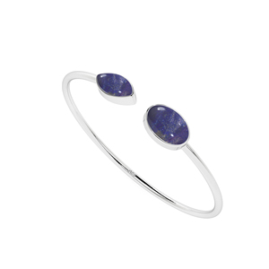 Premium High Finish 925 Sterling Silver Trendy Adjustable Bezel Set Lapis Lazuli Oval Marquise Shape Twister <b>Bracelet</b> Party Gift - Product Image 1