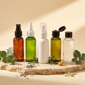 Cosmetic <b>Bottle</b> Round PET 50ml Amber Green Clear <b>Plastic</b> <b>Spray</b> Pump Cap for Essential Oil Skin Care Packaging Factory Vietnam - Product Image 3