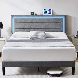 Cama de madera de alta calidad para dormitorio con cabecero, base de madera maciza premium, hecha a mano, de lujo. - Product Image 1