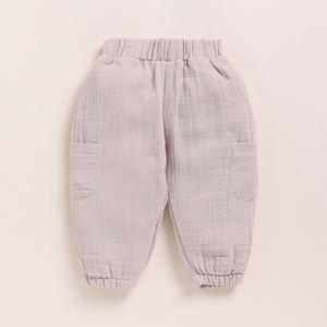 Camiseta Henley de manga corta de muselina orgánica de calidad superior con conjunto de pantalón de salón-Cocoa Whisper + Avena - Product Image 5