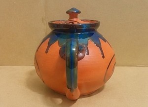 Handmade <b>Ceramic</b> Terracotta <b>Kettle</b> Tabletop Art Sculpture Modern Design Abstract Geometric Pattern Orange Color New Year 1PC - Product Image 5