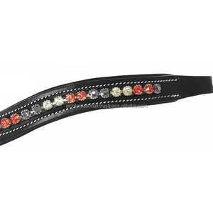 Banda frontal para caballo para brida inglesa, forma curva, acolchada, banda frontal ecuestre para exhibición y doma clásica con cristales de múltiples colores - Product Image 2