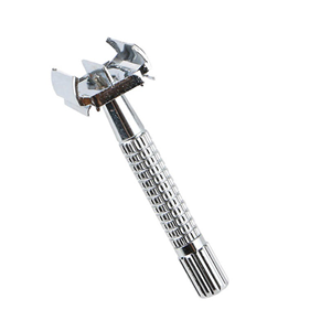 Rasoir de sécurité professionnel en acier inoxydable double tranchant pour barbiers, modèle papillon argenté - Product Image 1