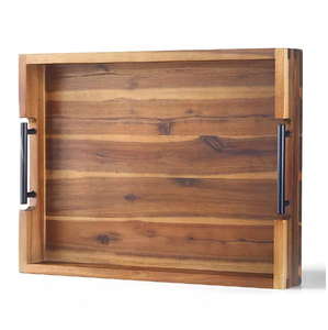 Plateau alimentaire en bois Houseline en gros – Plateau de service élégant en bois rectangulaire, rond ou carré – Plateau de service alimentaire en bois pour mariage - Product Image 3