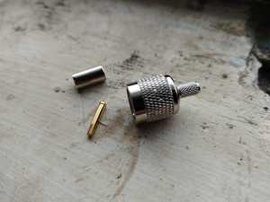 ปลั๊กต่อสายโคแอกเชียล TNC แบบ Crimp ตัวผู้ 50 โอห์ม สำหรับสาย RG58 ชุบเงิน - Product Image 1